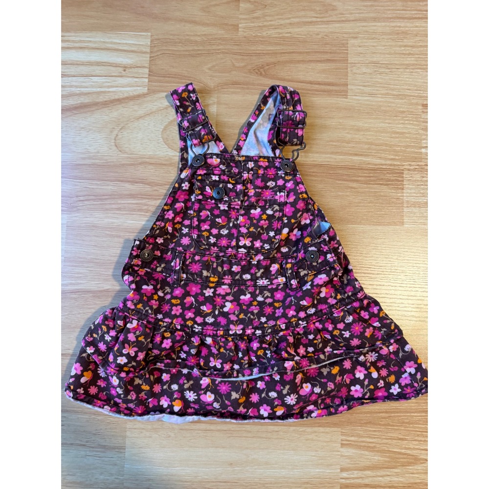 Vintage OshKosh B'gosh Girls 18M Floral Butterfly Overall Jumper Dress